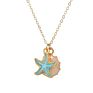 Product Cute Design Alloy Gold Plated Seashell Starfish Mermaid Beach Style Corlorful Pendant Necklace for Kids