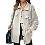 Fleece button medium length cardigan loose jacket