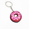 Promotional Novelty Lovely Food Fastfood Donut Soft Pvc 3D Resin Kawaii Doughnut Keychain