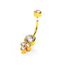 Punk Double Head round Stainless Steel Belly Ring Multi Colors Geometric No Pierced Iced Out Cubic Zirconia Cz Belly Navel Ring