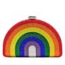 Rainbow Colorful Rhinestone Clutch Purse Handbag Shell Shape Evening Crystal Bag for Women