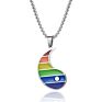 Rainbow Gay Couple Stainless Steel Pride Necklace Yinyang Pendant Necklace for Unisex