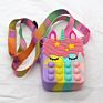 Rainbow Unicorn Crossbody/Shoulder Bag Fidget Sensory Toy Push Bubble Poppers, Cute Colorful Pop Bubble Purse for Girls