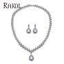 Rakol Sp057 Luxury Teardrop Water Shape Zircon Horse Eye Cz Necklace Earrings Jewelry Set