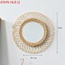 Rattan Mirror round Wall Hanging Pendant Wall Dressing Mirror Bathroom Mirror Woven Nordic Sunglasses Dream Catcher