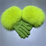 Real Fox Fur Gloves Women / Genuine Sheepskin Motorcycle Women Leather Gloves /Warm Leather Real Fur Gloves