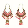 Retro Beads Tassel Earrings Set Women's Ethnic Gold Bell Multicolor Beads Tassel Hollow Earrings Gypsy Jewelry