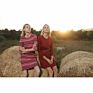 Rib Knit Striped Dress Ladies round Neck Striped Seven Points Silk Sweater
