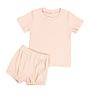 Ribbed Cotton Short Sleeve Solid Color Toddler Kid Baby Girl 2 Piece Outfits Clothing Shorts Sets