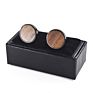 Round Black Wooden Cufflink Set For