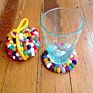 round Shape 100% Handmade Felt Wool Ball Rug Coaster Nepal for Drink