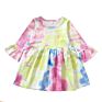 Rts Baby Girls Tie-Dye Spring Dress Little Girls Bell Sleeve A-Line Dresses Kids Clothing