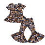 Rts Childrens Boutique Clothing Kids Set T Shirt Bell Bottom Pants Pumpkin Halloween Printing Girls Fall Outfit