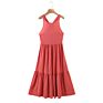 Rust Color Back Strap Cross Design Ladies Casual Tank Top Dress
