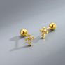 S925 Sterling Silver Cross Luxury Ins Earrings Ear Versatile Silver Stud Earrings for Women