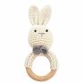 Safety Bpa Free Silicone Baby Wooden Rabbit Crochet Bunny Rattles