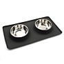 Silicone Double Dog Bowl Pet Pad Pet Feeding Bowl Non-Slip Leakproof Dual-Use Pet Mat Black Grey