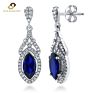 Silver Jewelry Blue Sapphire Stone 925 Earring Marquise Dangle Drop Earrings Womens Earrings Trending