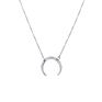 Simple 316L Stainless Steel Silver Hammered Crescent Moon C Shaped Pendant Ckoker Necklace for Women