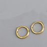 Simple Geometric Hoop Jewelry 925 Sterling Silver Gold Color Circle Huggie Earrings for Women