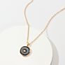 Simple Gold Color Coin Heart Necklace Enamel Stars Moon Heart round Pendant Necklace