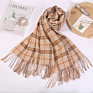 Simple Plaid Scarf for Autumn/ Women's Long Fringe Warm and Thick Cashmere Scarf