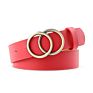 Simple Women Double Ring Gold Buckle Belt Ladies Pu Waist Belt Leopard Print Wide Leather Belts For