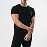 Slim Fit Black Cotton Gym Tee Workout Short Sleeve T-Shirt for Man