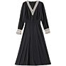 Slimming Embroidered V-Neck A-Line Skirt Slim Casual Dresses