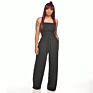 Solid Color Tube Top Wide Leg Jumpsuit One Piece High Waist Women Jumpsuit Pants