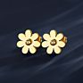 Sp-Lam Design Stainless Steel Daisy Flower Stud Earrings Women Jewelry