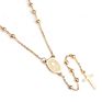 St Benedict Gold Plated Stainless Steel Religious Long Rosaries Virgin Mary Cross Necklace Catholic Rosary