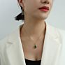 Stainless Steel Green Zircon Emerald Green Jewelry Woman Jewelry Crystal Triangle Pendant Necklace Earrings