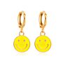 Stainless Steel Happy Face Pendent Huggie Earrings Macaron Smiley Hoop Earring Multi Culor Happy Face Pendent Earrings for Girls