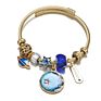Starry Universe Element Gold Plated Charm Bracelet Planet Moon Pendant Adjustable Stainless Steel Bracelet Jewelry