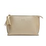 Stock Gold Thick Pu Portable Makeup Bag Vegan Leather Large Toiletry Travel Organizer for Women Men Tassel Cosmetic Bag Pouch