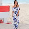 Strapless Tube Top Floral Print Dress Bohemian Stytle Flowing Slash Neck Long Dress