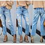 Street Wear Denim Pants for Women Stylish Hole High Waist Straight Ladies Ripped Jeans Trousers