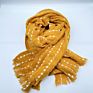 Stripe Yellow Slub Yarn Brushed Scarf Jacquard Cashmere Long Scarf with Fringes Women Shawl