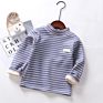 Striped Kids Tops Baby Girls T-Shirt High Neck Turtleneck Pullover Children Clothing 3-10Y Boys Warm Long Sleeve Tees