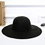 Style Woollen Hat Big Brim Buckle and British Pu Leather Belt Fedora Hat for Ladies