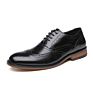 Stylish Casual Brown Men's Wedding Business Office Formal Leather Oxfords Wooden Outsole Brogue Dress Shoes