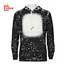 Sublimation Faux Bleach Design Printed Hoodie Soft Polyester Fleece Pre Bleached Pullover Hoodies Sweatshirts