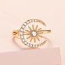 Sun Moon Rings Women Jewelry Creative Micro Inlaid Zircon Gold Silver Opening Adjustable Ring