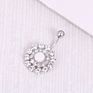 Surgical Steel Crystal Paved Petite Flower Belly Ring with Opal Center Belly Button Piercing Jewelry