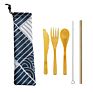 Sustainable Bamboo Eco Organic Travel with Carrying Pouch Spoon Knife Fork Cutlery Set