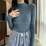 Sweater Women Autumn Pullover Sweaters Soft Stretch Ribbed Knitted Sweater Mock Neck Basic Casual Knit Tops