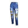 The Spot to Station European and American Style Bf Straight Tube Beggar Big Hole Jeans Loose Ripped Jeans
