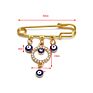 Third Eye Pendant Clothes Pin Hand Eye Cross Rhinestone Brooch Dainty Gold Plated Hamsa Hand Devil Eye Brooch Pin for Women Men