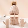 Three-Piece Scarf Hat Set Baby Girls Children Pompon Beanies Knitted Hats Kids Warm Wool Crochet Caps Unisex